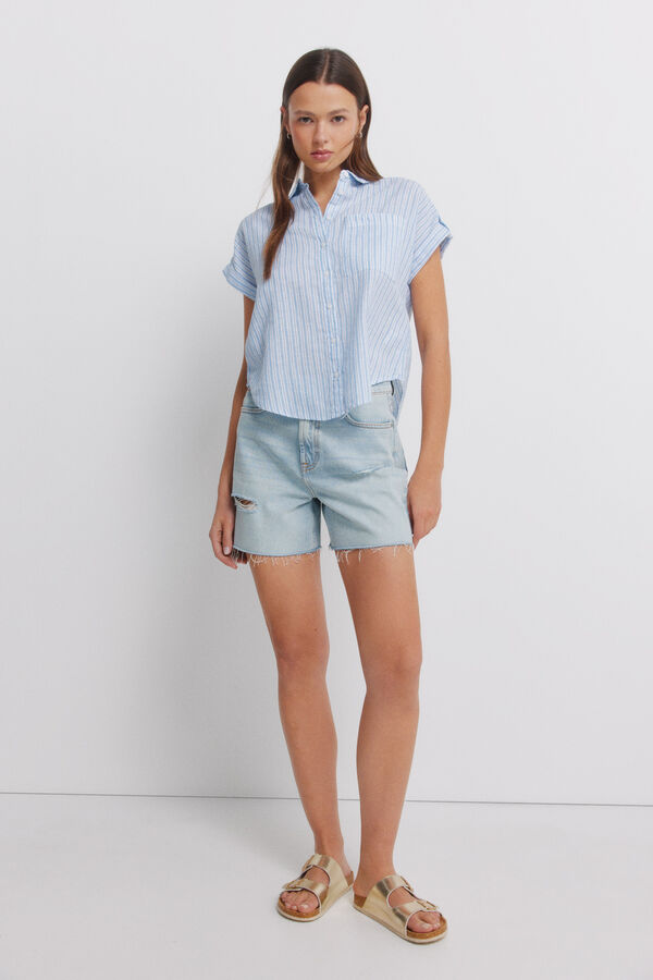 Springfield Cotton short sleeve shirt blue