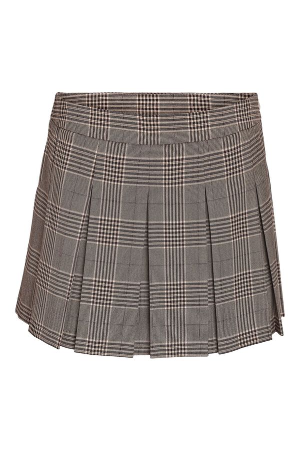Noisy May Plaid pleated mini skirt brown