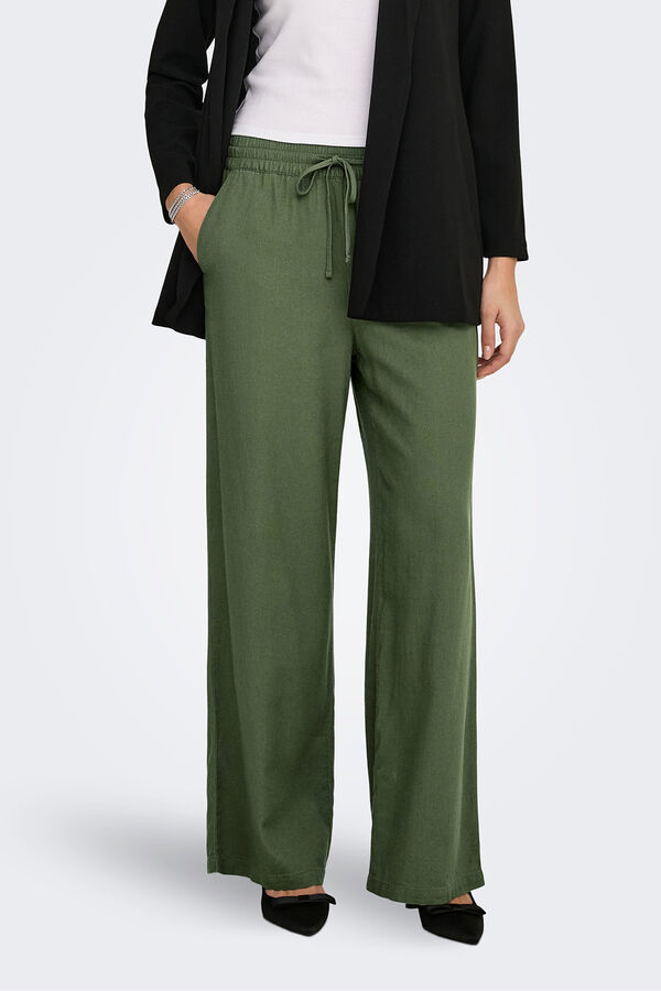 JDY Pantal&oacute;n largo lino verde