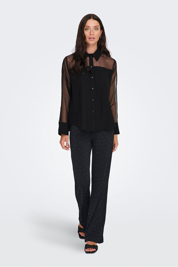 JDY Camisa manga larga transparente negro
