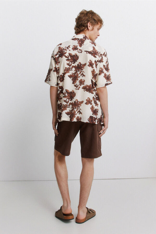 Springfield Linen cargo comfort fit Bermuda shorts nude