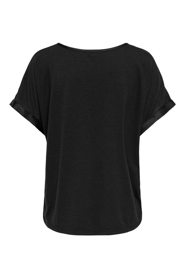 JDY T-shirt de manga curta acetinada preto