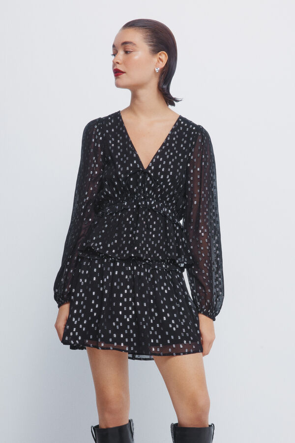 Springfield Lurex smock skirt black