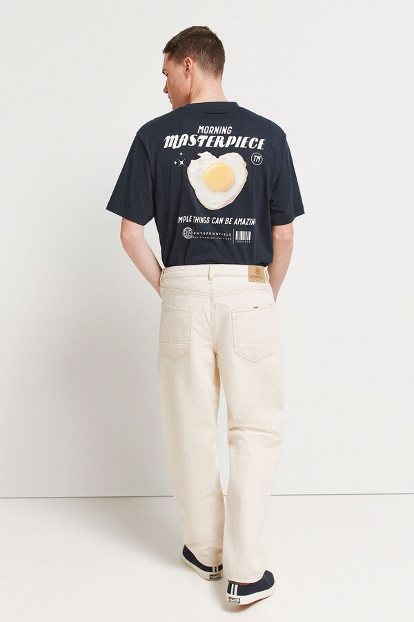 Springfield Ecru straight fit jeans white