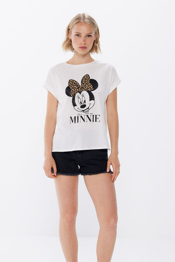 Springfield Minnie leopard bow T-shirt white