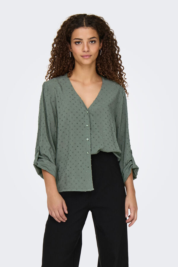 JDY Plumetis long sleeve blouse grey