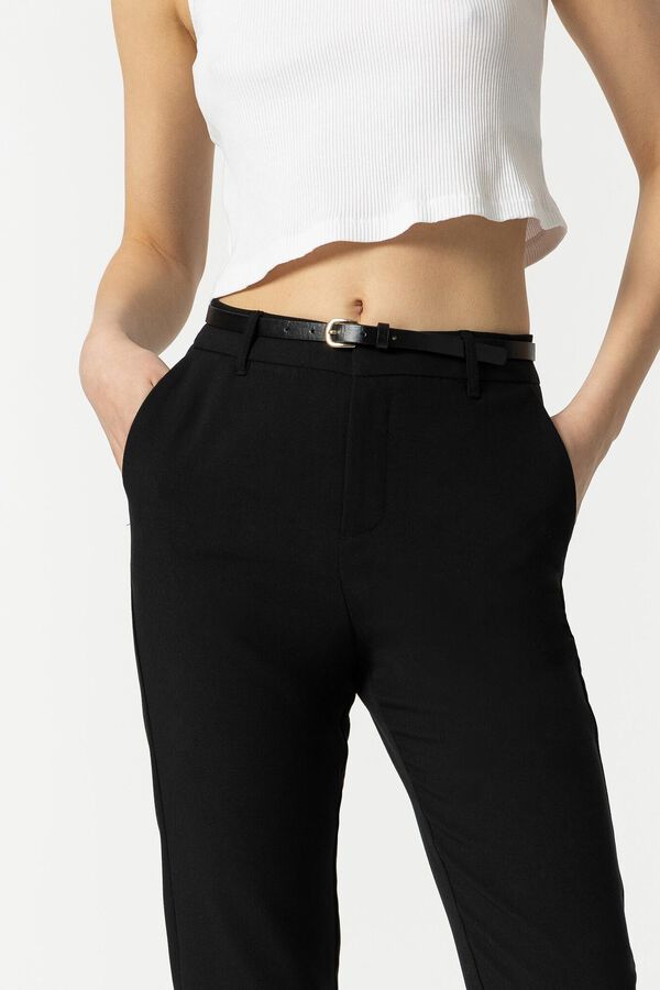 Springfield Belted high-rise trousers black