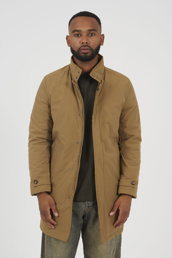 Brave Soul Parka longa com fecho de fecho-&eacute;clair cinzento