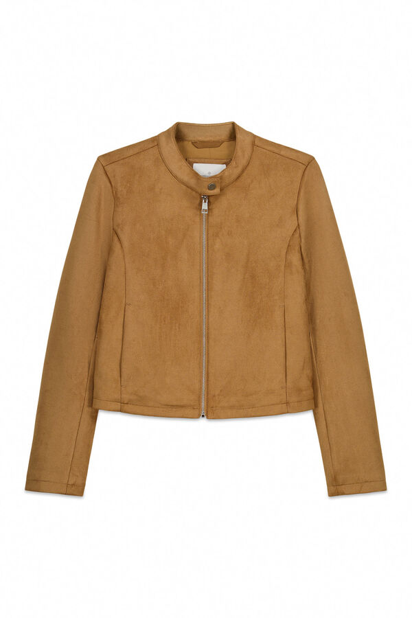 Springfield Faux suede short jacket nude