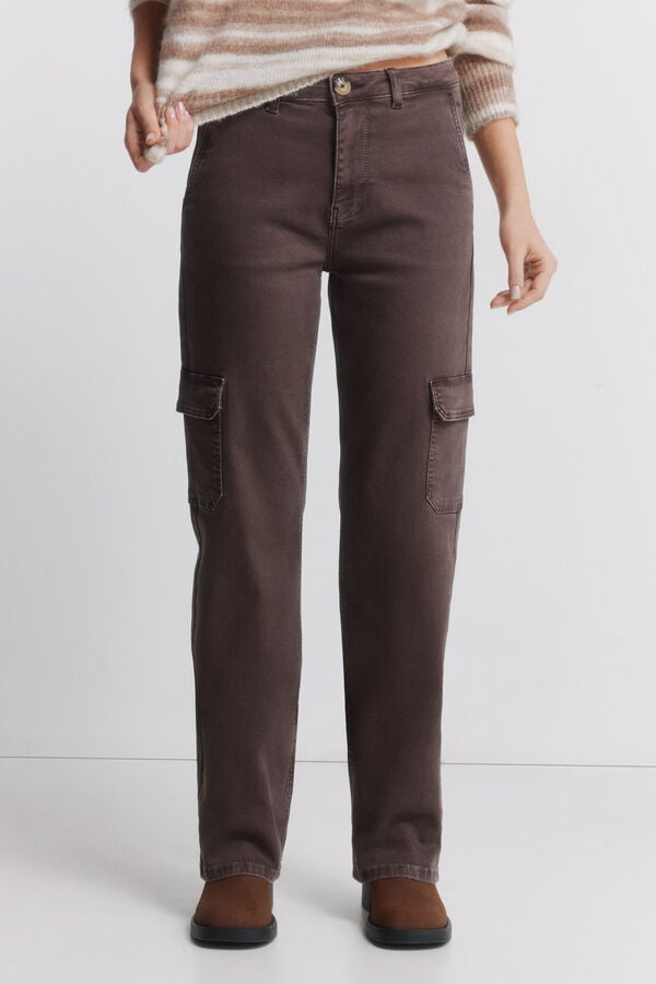 Springfield Cotton cargo trousers maro
