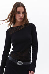 Oxxo Lace T-shirt Crna