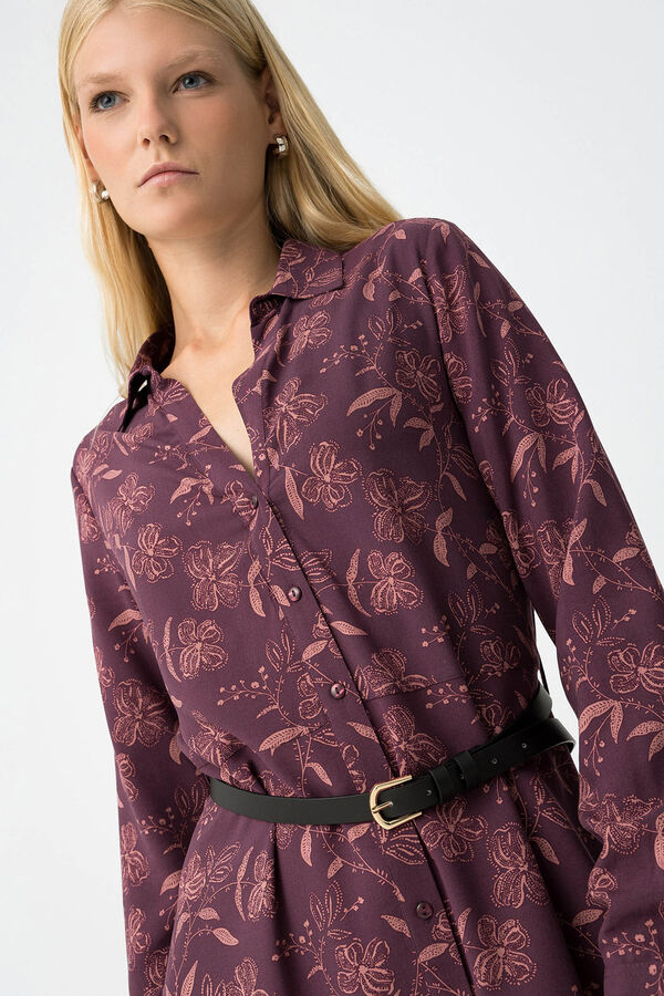 Tiffosi Vestido estampado com cinto castanho