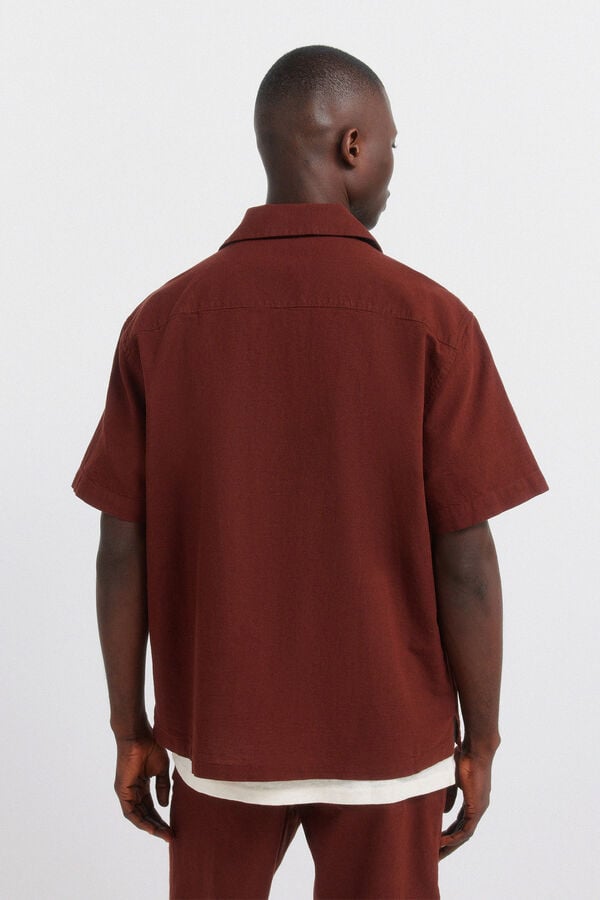 Springfield Ko&scaron;ulja kratkih rukava od lana sa bowling kragnom Narandžasta