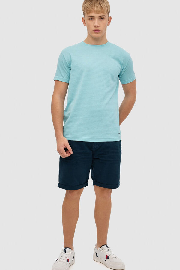 Springfield T-shirt textura riscas azul indigo