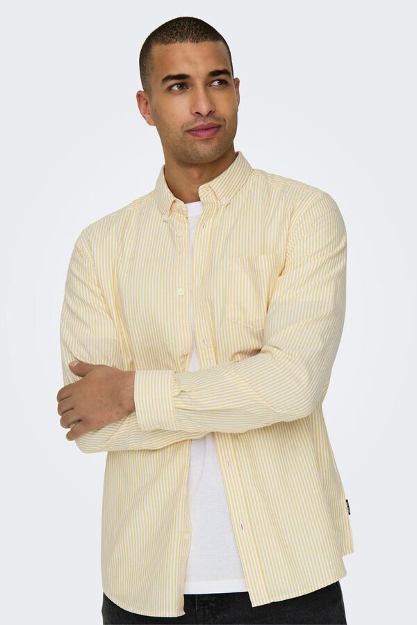 Springfield Long-sleeved striped Oxford shirt Žuta