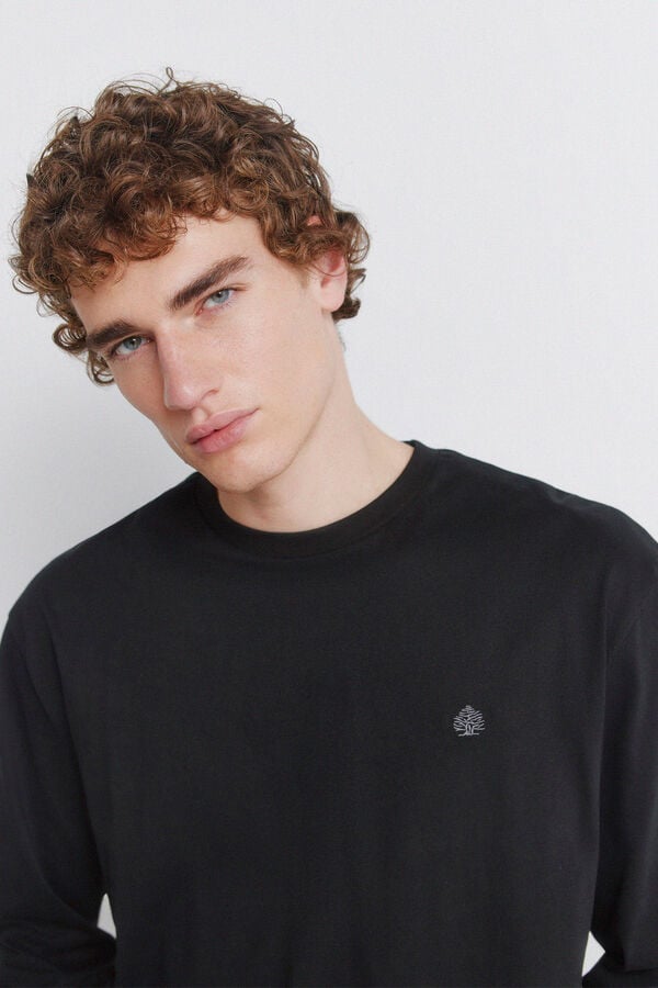 Springfield Camiseta de manga comprida Carbon preto