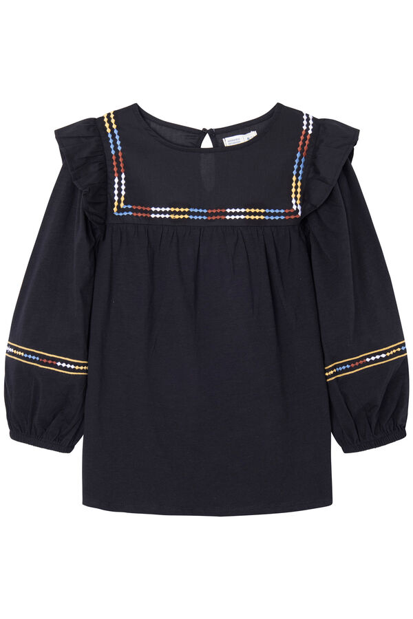Springfield Two-material ethnic embroidery blouse crna