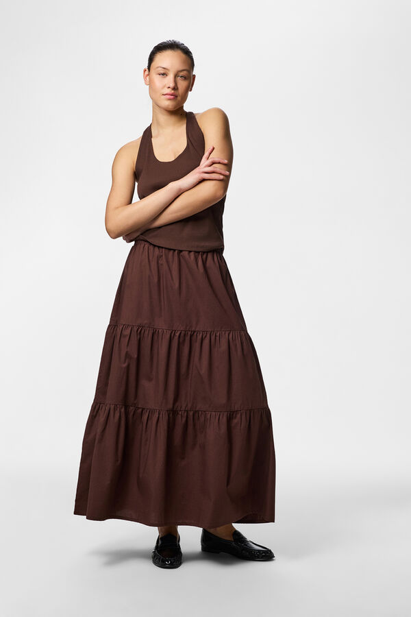 Pieces Panelled long skirt red