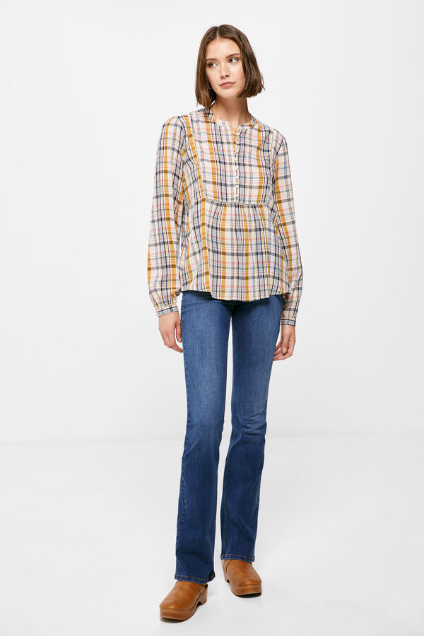 Springfield Checked blouse with buttons  mustard