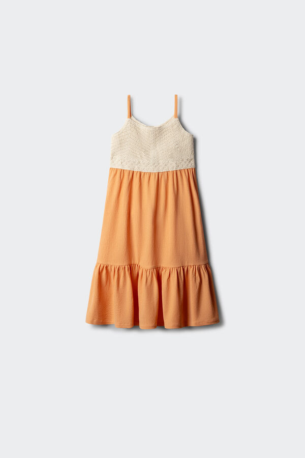 Springfield Kids Vestido detalle crochet ni&ntilde;a naranja