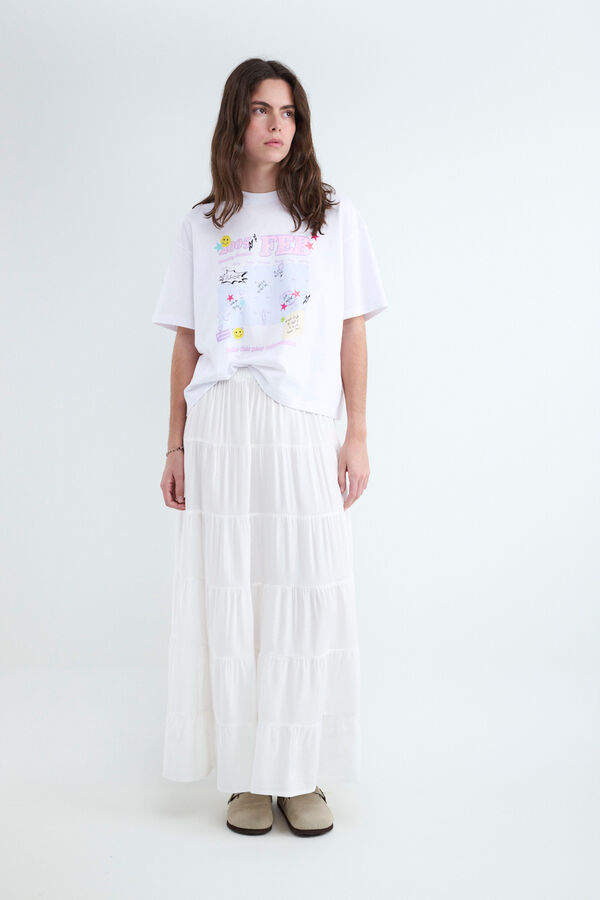 Balmohk Rustic panel maxi skirt white