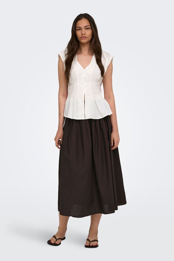 Only Pleated long skirt brown