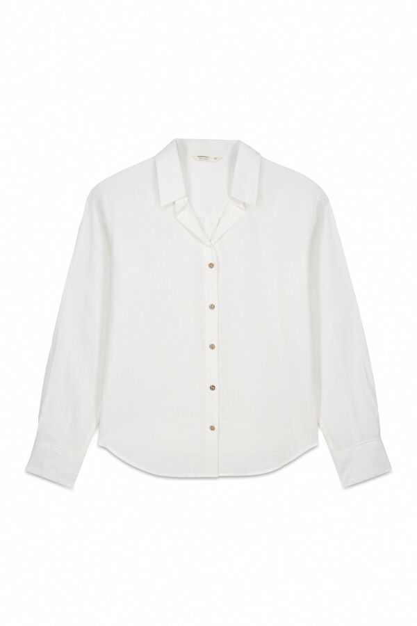 Springfield Semi-open linen shirt brown