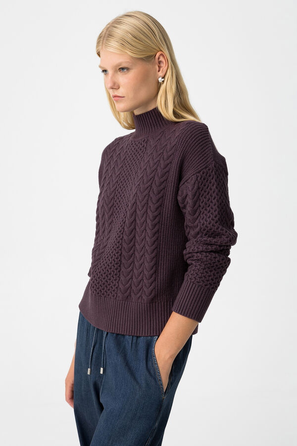 Tiffosi Jersey de Punto Trenzado burdeos