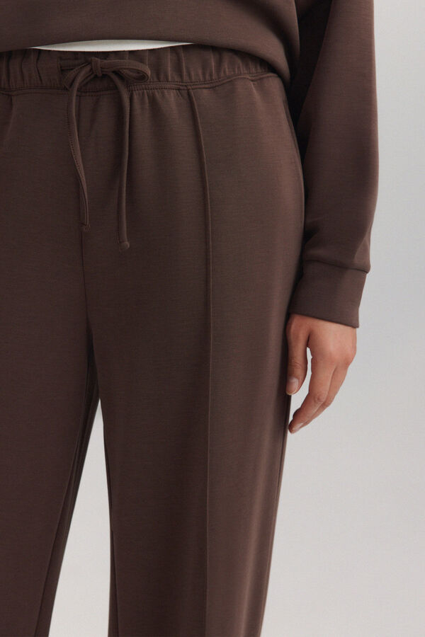 Springfield Pantaloni sport wide leg cu talpă moale maro