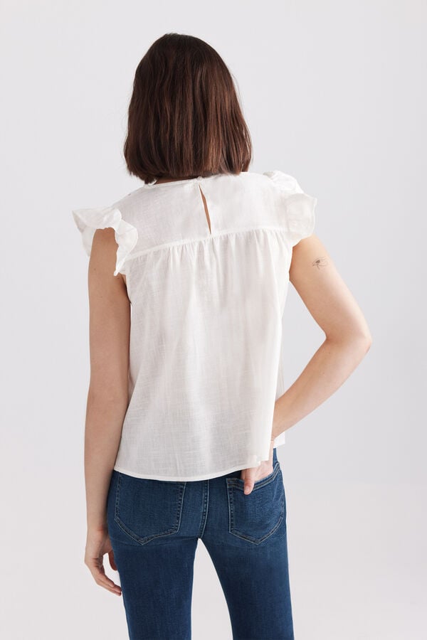 Springfield Crochet ruffle blouse printed