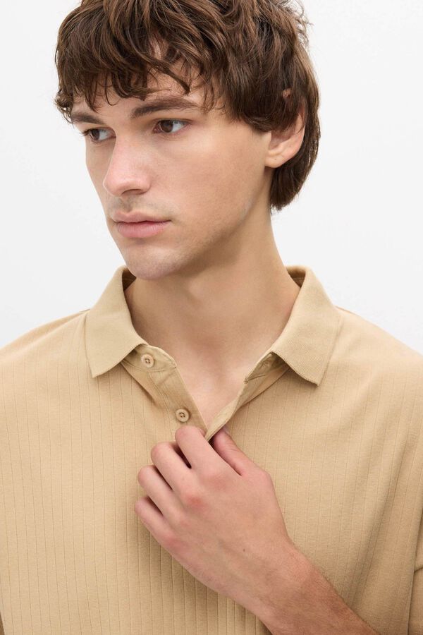Inside Ribbed basic polo shirt brown