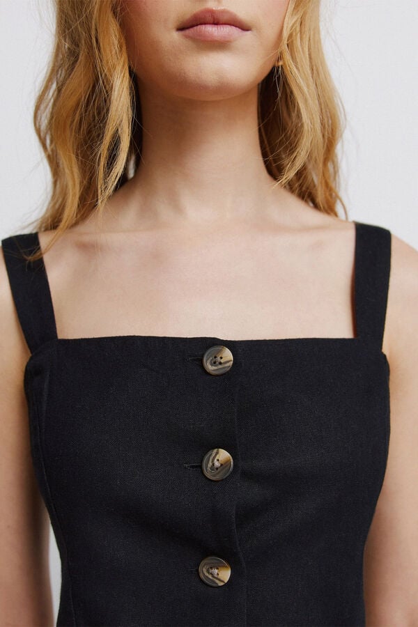 Springfield Black linen vest top black