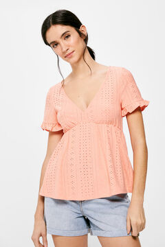 Springfield Perforated peplum blouse red
