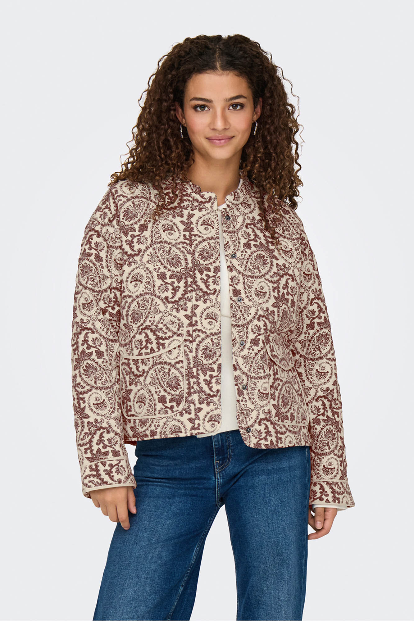 Only Casaco acolchoado estampado