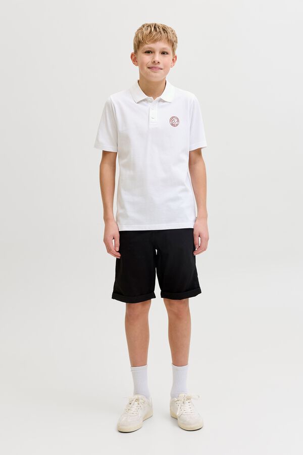 Jack & Jones Junior Plain cotton regular fit polo shirt white