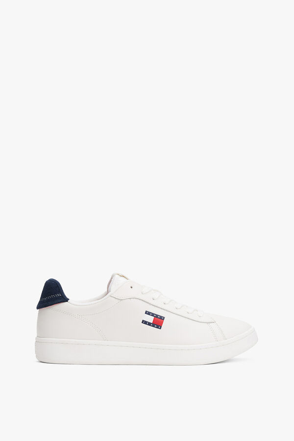 Tommy Jeans Zapatillas blancas con bandera de Tommy Jeans azul