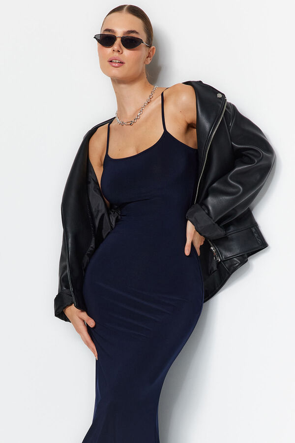 Trendyol Vestido tubo de punto largo azul