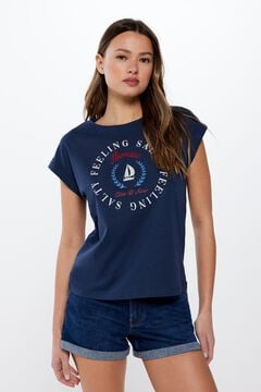 Springfield T-shirt Graphique Marinière bleuté