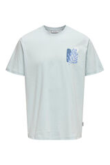 Springfield Camiseta de manga corta con cuello redondo y dibujo trasero azul indigo