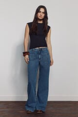 Springfield Super wide high-waisted jeans blue