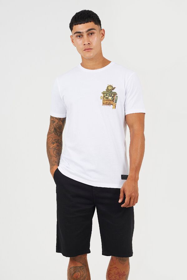 Brave Soul Oriental print short sleeve T-shirt white