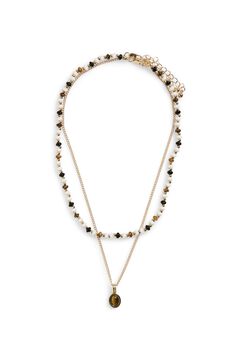 Pieces Pack de 2 collares dorados con cuentas de colores