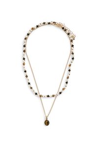 Pieces 2er-Pack goldene Halsketten mit bunten Perlen