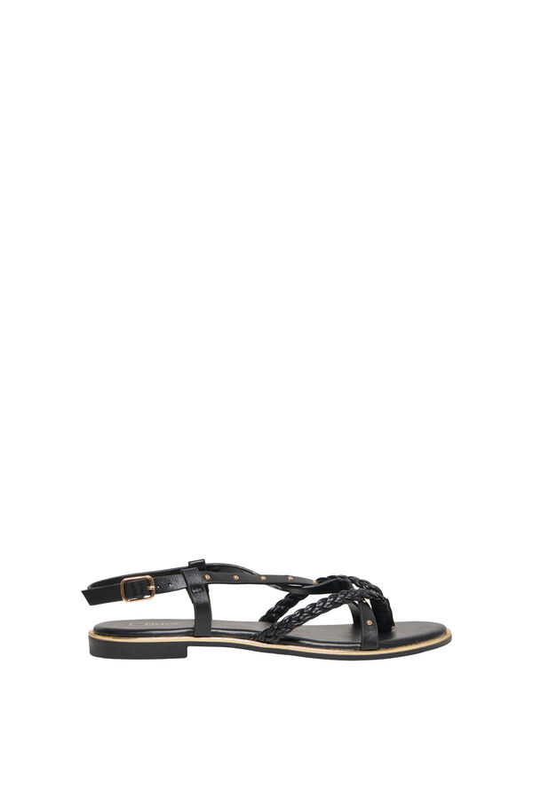 Only Sandalia plana tachas negro