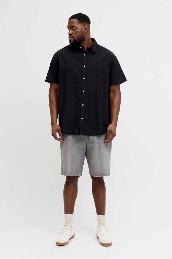 Jack & Jones PLUS Poplin short sleeve shirt black