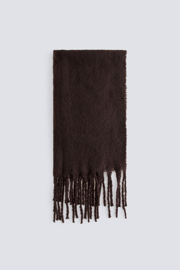 Springfield Plain scarf with tassels brown