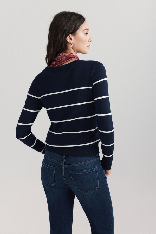 Springfield Basic fine knit buttoned jumper blue
