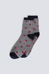 Springfield Long striped with hearts sock grey