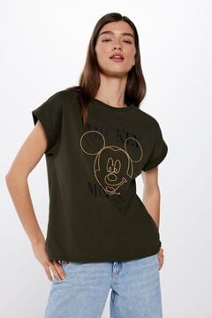Springfield Camiseta Mickey Mouse Cordelé kaki oscuro