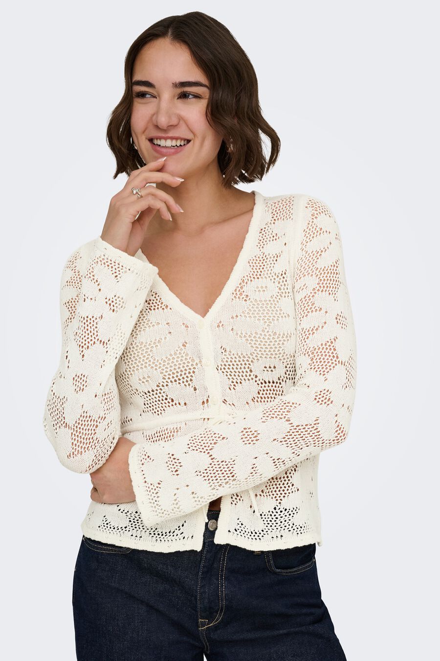 Cárdigan de crochet troquelado